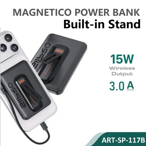 Siipro Magnetic MagSafe PowerBank 5000mAh with Stand Black 22.50W (SP-117B)