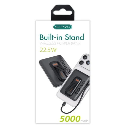 Alternative view of Siipro Magnetic MagSafe PowerBank 5000mAh with Stand Black 22.50W (SP-117B)