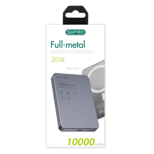Alternative view of Siipro Thin Metal Magnetic MagSafe PowerBank 10000mAh Grey