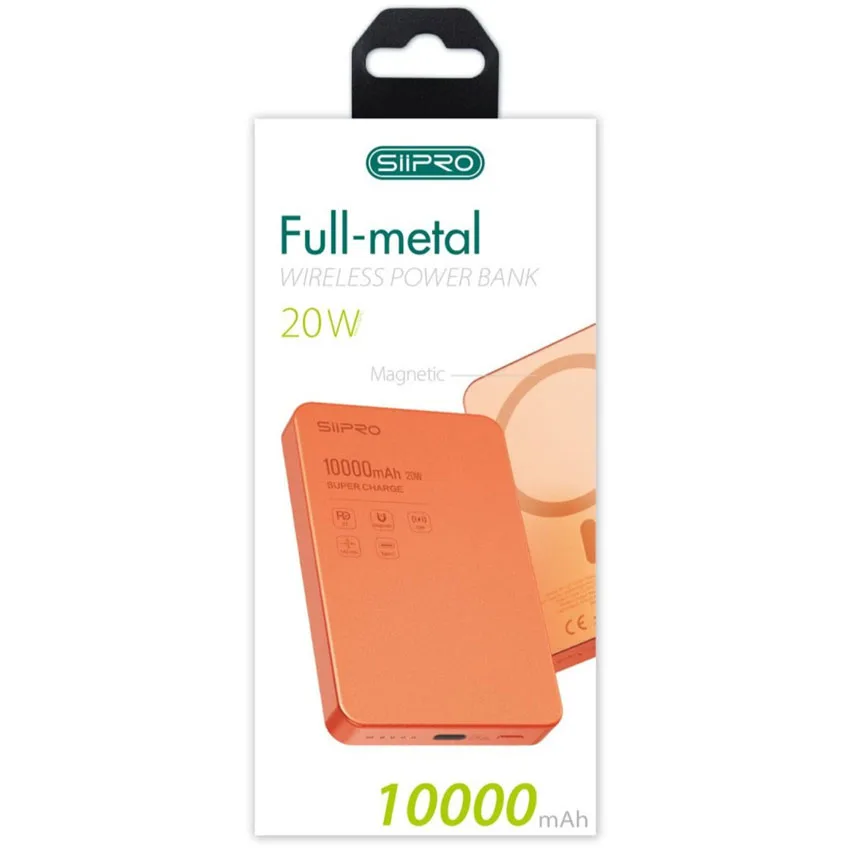 Siipro Thin Metal Magnetic MagSafe PowerBank 10000mAh Orange POWERBANK MAGSAFE SIIPRO Siipro Thin Metal Magnetic MagSafe PowerBank 10000mAh Orange - Image 2