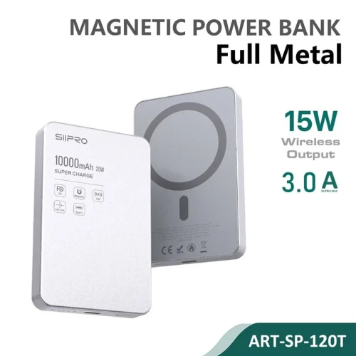 Siipro Thin Metal Magnetic MagSafe PowerBank 10000mAh Titanium