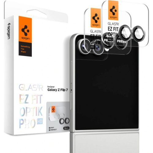 (2-Pack) Spigen Glass tR EZ Fit Optik Pro HD Camera Lens Protector Black Samsung Galaxy Z Flip 7/8