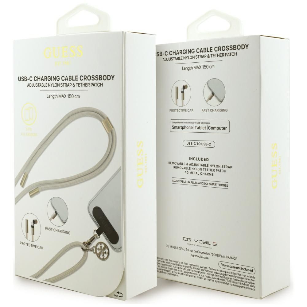 Guess Universal Crossbody 4G Charm USB-C Cable 1.5M Beige ANDROID Guess Guess Universal Crossbody 4G Charm USB-C Cable 1.5M Beige - Image 4