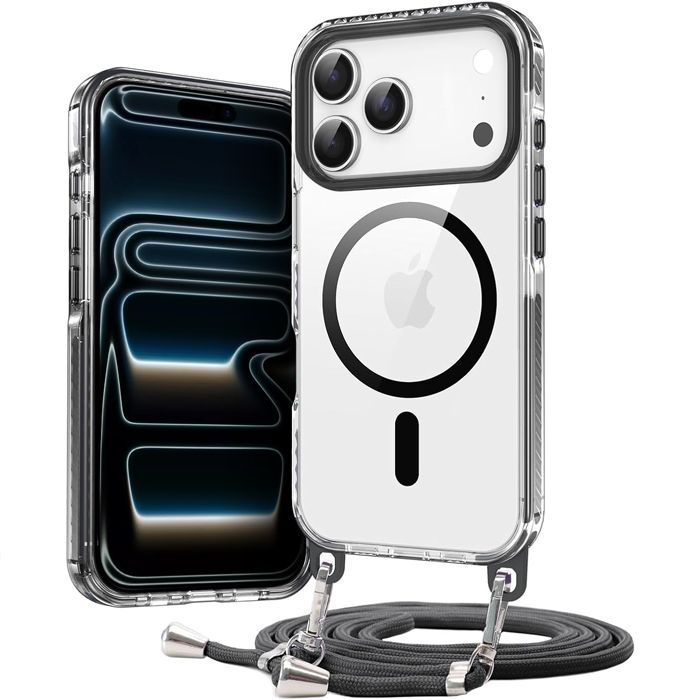 Θήκη Orso Detachable Lanyard Magsafe Clear Black iPhone 18 Pro/17 Pro ΘΗΚΕΣ Orso Θήκη Orso Detachable Lanyard Magsafe Clear Black iPhone 18 Pro/17 Pro