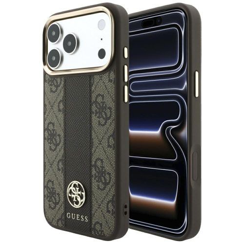 Θήκη Guess 4G Stripe Round Classic Logos Magsafe Brown iPhone 18 Pro Max/17 Pro Max