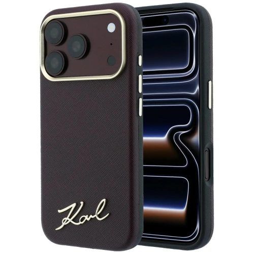 Θήκη Karl Lagerfeld Saffiano Small Script Metal Logo Burgundy iPhone 18 Pro Max/17 Pro Max