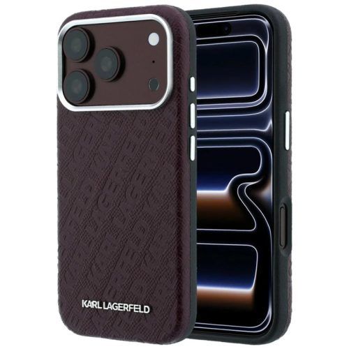 Θήκη Karl Lagerfeld Grained Allover Logo Metal Elongated MagSafe Burgundy iPhone 18 Pro Max/17 Pro Max ΘΗΚΕΣ KARL LAGERFELD Θήκη Karl Lagerfeld Grained Allover Logo Metal Elongated MagSafe Burgundy iPhone 18 Pro Max/17 Pro Max