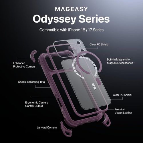 Alternative view of Θήκη MagEasy Odyssey Strap M Rugged with Lanyard Magsafe Nebula iPhone 18 Pro Max/17 Pro Max