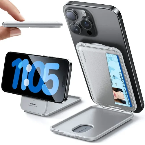 Torras Magnetic Card Holder 360° Rotatable Stand Pouch Titanium Grey MAGSAFE GADGETS TORRAS Torras Magnetic Card Holder 360° Rotatable Stand Pouch Titanium Grey