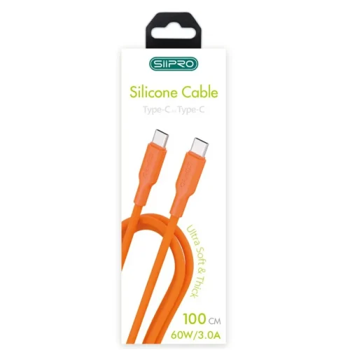 Alternative view of Siipro Καλώδιο USB-C to USB-C 1M 60W Orange