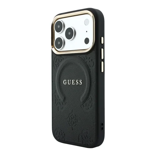 Alternative view of Θήκη Guess Saffiano Peony & Ring Magsafe Black iPhone 18 Pro/17 Pro