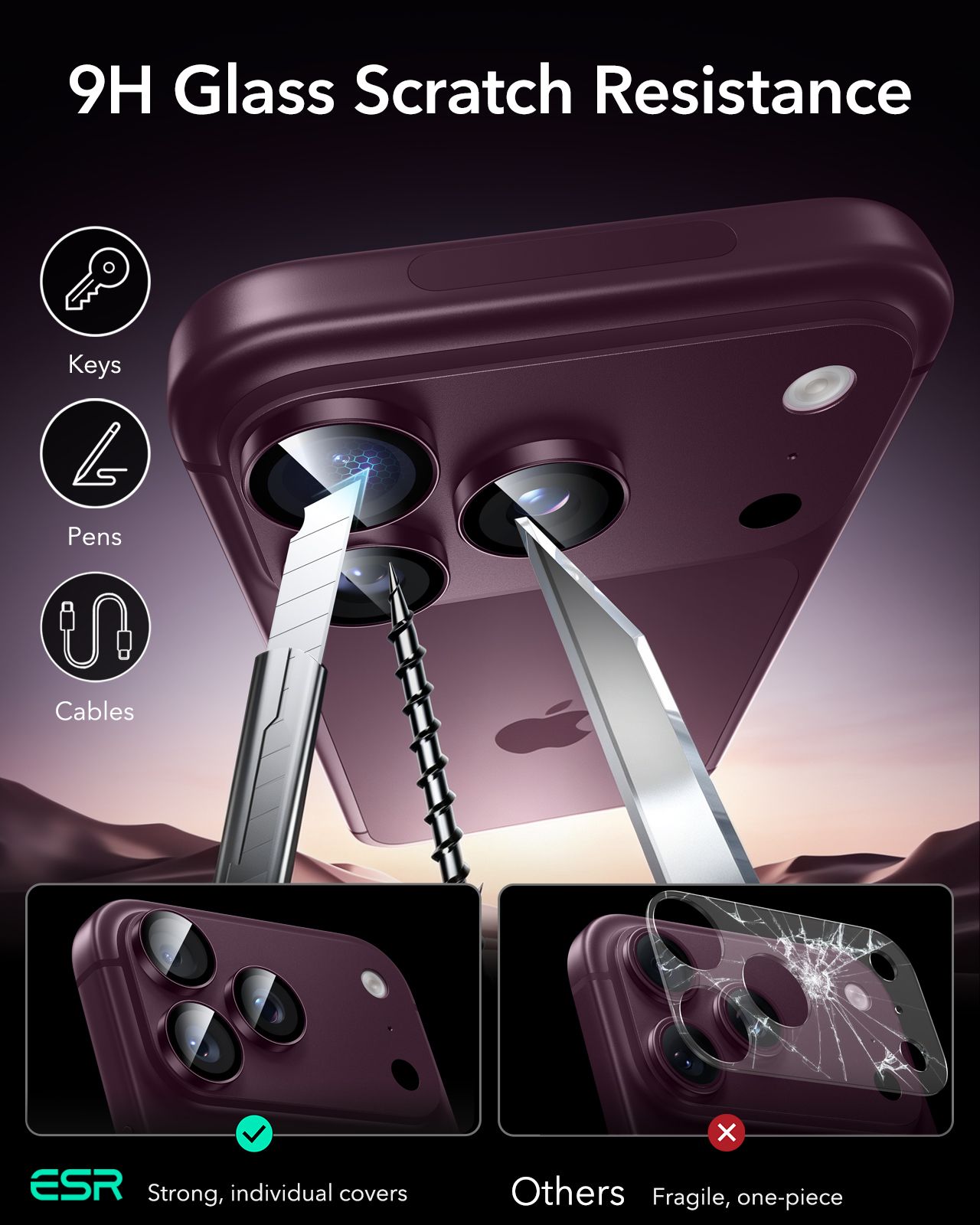 ESR Armorite Tempered Glass Camera Lens Deep Burgundy iPhone 18 Pro/18 Pro Max ΠΡΟΣΤΑΣΙΑ ΟΘΟΝΗΣ ESR ESR Armorite Tempered Glass Camera Lens Deep Burgundy iPhone 18 Pro/18 Pro Max - Image 8