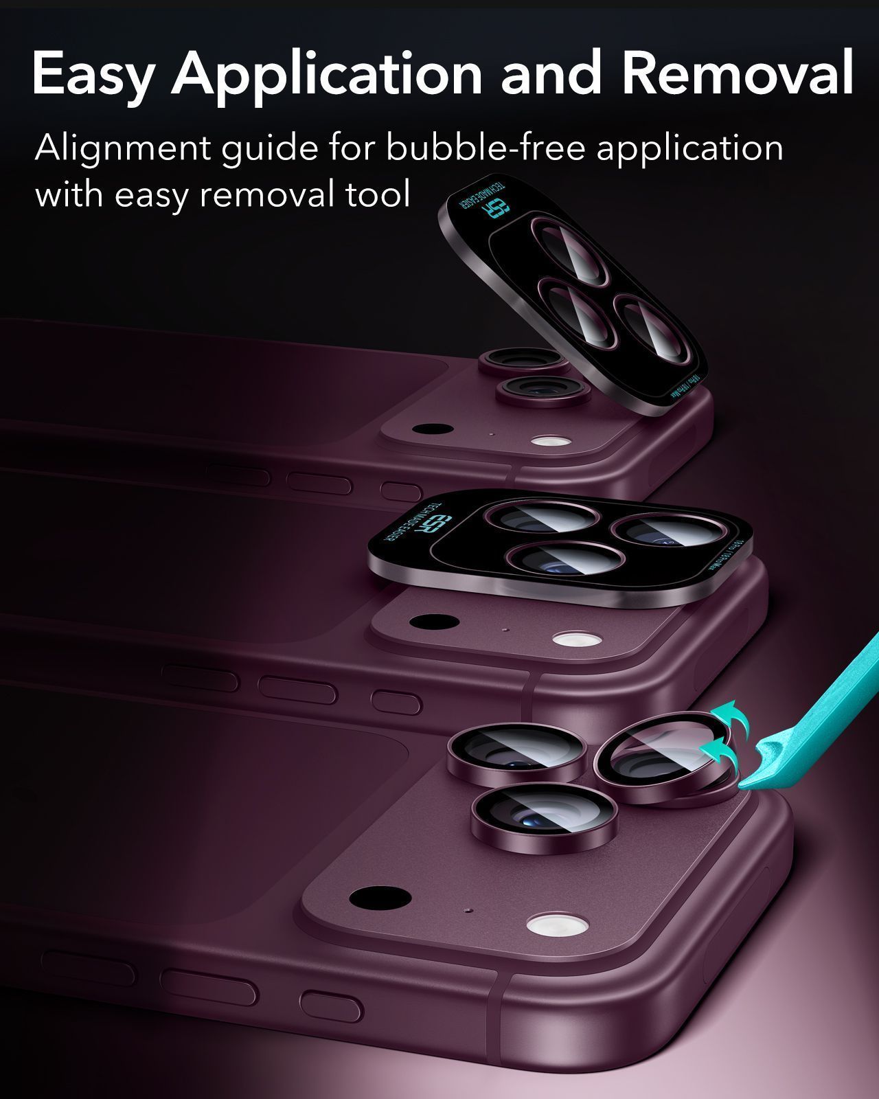 ESR Armorite Tempered Glass Camera Lens Deep Burgundy iPhone 18 Pro/18 Pro Max ΠΡΟΣΤΑΣΙΑ ΟΘΟΝΗΣ ESR ESR Armorite Tempered Glass Camera Lens Deep Burgundy iPhone 18 Pro/18 Pro Max - Image 3