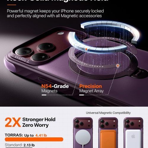 Alternative view of Θήκη Torras Ostand Q3 Rugg MagSafe Purple iPhone 18 Pro Max/17 Pro Max