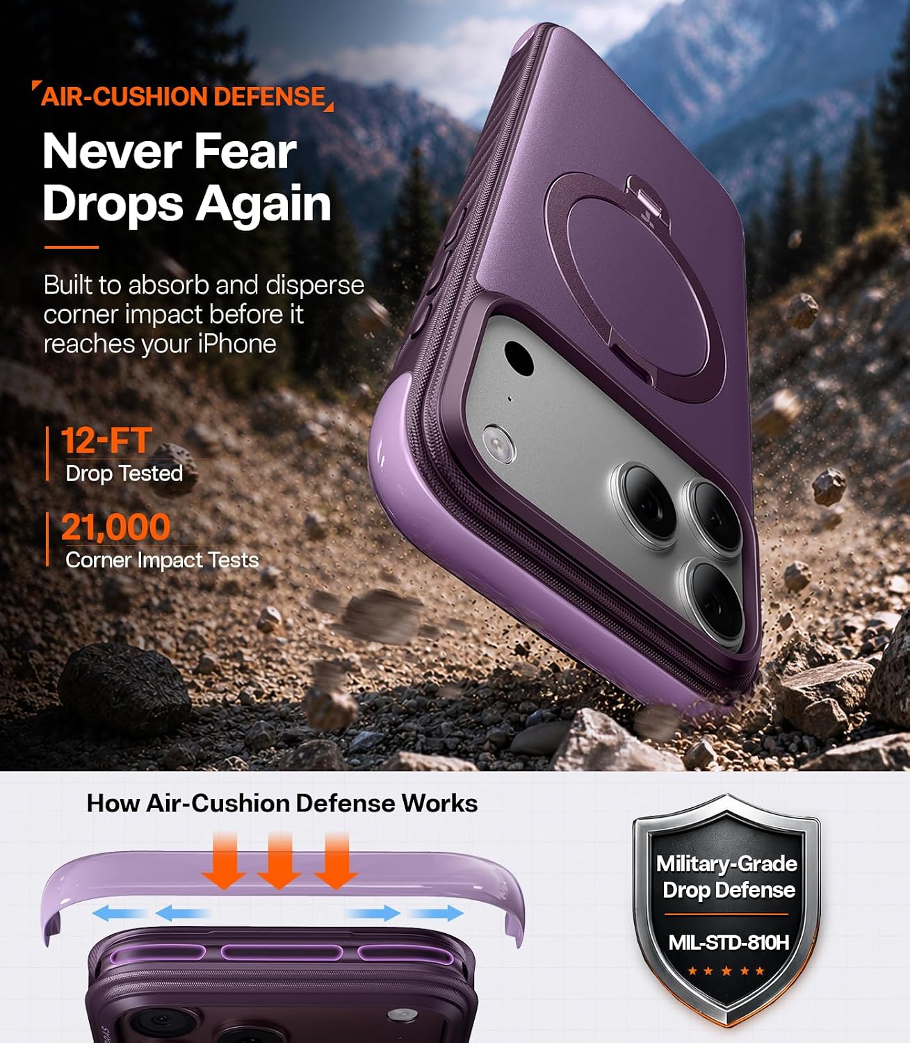 Θήκη Torras Ostand Q3 Rugg MagSafe Purple iPhone 18 Pro Max/17 Pro Max ΘΗΚΕΣ TORRAS Θήκη Torras Ostand Q3 Rugg MagSafe Purple iPhone 18 Pro Max/17 Pro Max - Image 6
