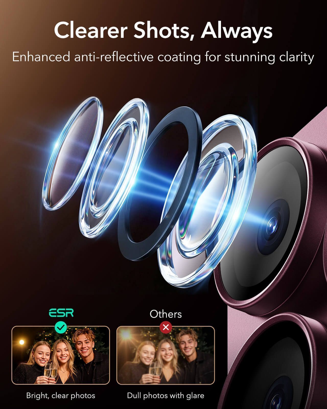 ESR Armorite Pro Camera Lens Protector Full Coverage Burgundy iPhone 18 Pro Max ΠΡΟΣΤΑΣΙΑ ΟΘΟΝΗΣ ESR ESR Armorite Pro Camera Lens Protector Full Coverage Burgundy iPhone 18 Pro Max - Image 3