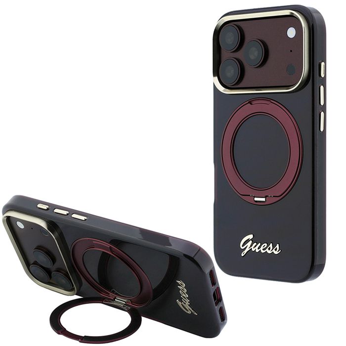 Θήκη Guess IML Ring Stand 360 Script Metal Logo Magsafe Burgundy iPhone 18 Pro Max/17 Pro Max ΘΗΚΕΣ Guess Θήκη Guess IML Ring Stand 360 Script Metal Logo Magsafe Burgundy iPhone 18 Pro Max/17 Pro Max