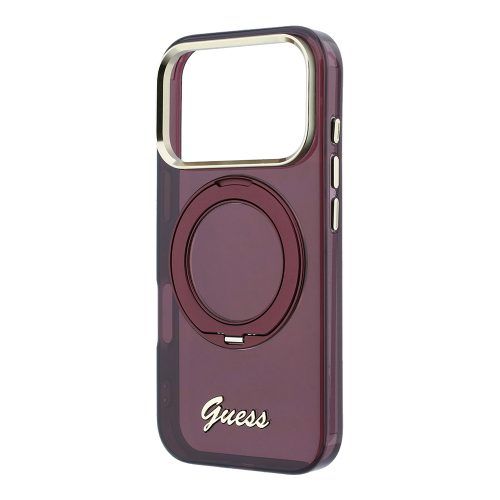 Alternative view of Θήκη Guess IML Ring Stand 360 Script Metal Logo Magsafe Burgundy iPhone 18 Pro Max/17 Pro Max