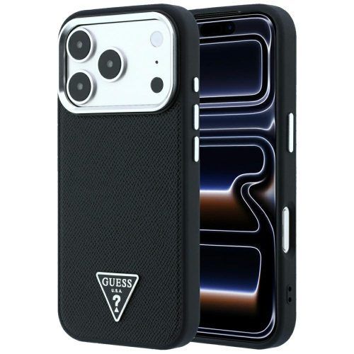 Θήκη Guess Grained Triangle Logo Magsafe Black iPhone 18 Pro Max/17 Pro Max