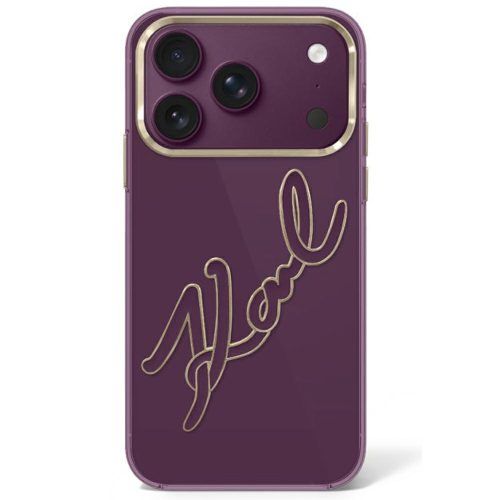 Θήκη Karl Lagerfeld IML Big Signature Resin Metal Frame MagSafe Burgundy iPhone 18 Pro Max/iPhone 17 Pro Max