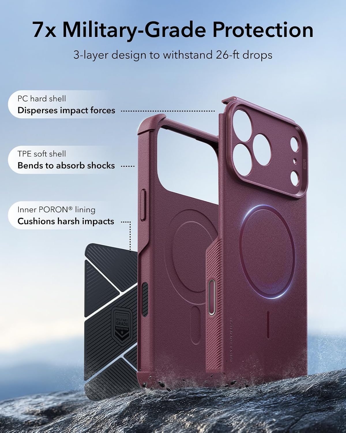 Θήκη ESR Cyber Tough Magsafe Burgundy iPhone 18 Pro Max/17 Pro Max ΘΗΚΕΣ ESR Θήκη ESR Cyber Tough Magsafe Burgundy iPhone 18 Pro Max/17 Pro Max - Image 5