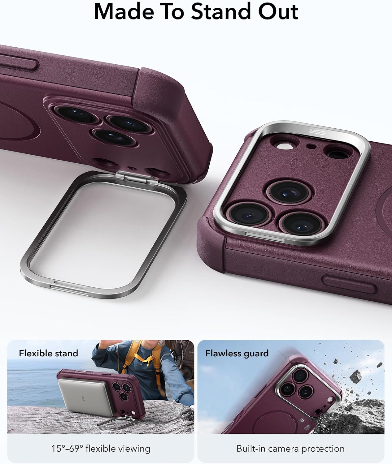 Θήκη ESR Cyber Tough Flex Stand Magsafe Burgundy iPhone 18 Pro Max/17 Pro Max ΘΗΚΕΣ ESR Θήκη ESR Cyber Tough Flex Stand Magsafe Burgundy iPhone 18 Pro Max/17 Pro Max - Image 5