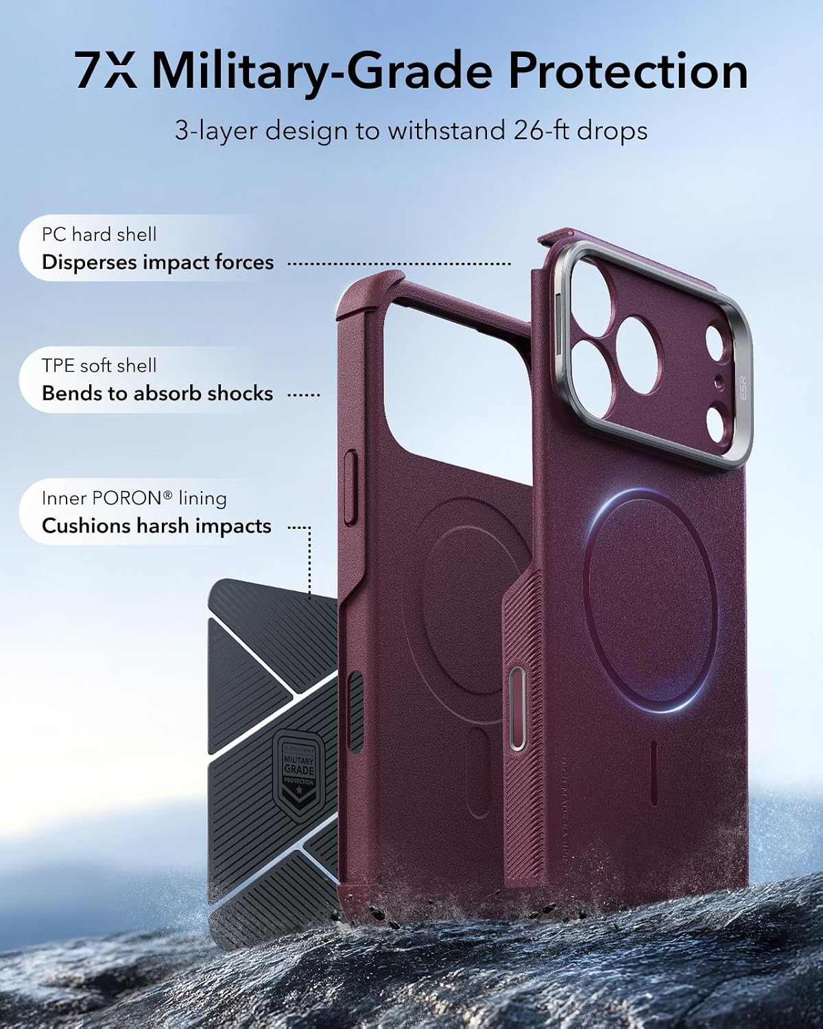 Θήκη ESR Cyber Tough Flex Stand Magsafe Burgundy iPhone 18 Pro Max/17 Pro Max ΘΗΚΕΣ ESR Θήκη ESR Cyber Tough Flex Stand Magsafe Burgundy iPhone 18 Pro Max/17 Pro Max - Image 6