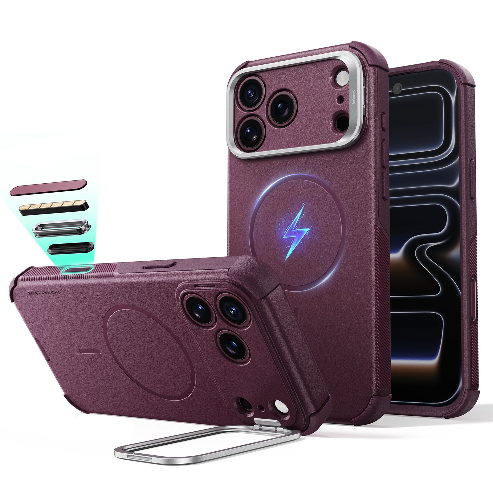 Θήκη ESR Cyber Tough Flex Stand Magsafe Burgundy iPhone 18 Pro Max/17 Pro Max ΘΗΚΕΣ ESR Θήκη ESR Cyber Tough Flex Stand Magsafe Burgundy iPhone 18 Pro Max/17 Pro Max
