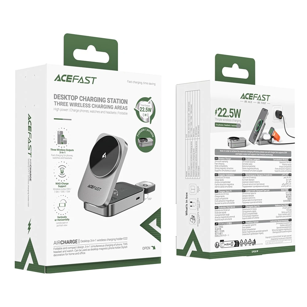 AceFast 3in1 Foldable Wireless Charging Station 15W White (E22) APPLE WATCH AceFast AceFast 3in1 Foldable Wireless Charging Station 15W White (E22) - Image 5