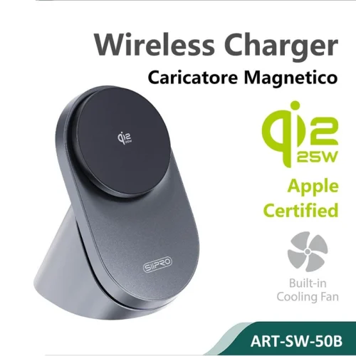 Siipro Qi2.2 MagSafe 25W Cooling Fan Wireless Charger Black (SW-50B)