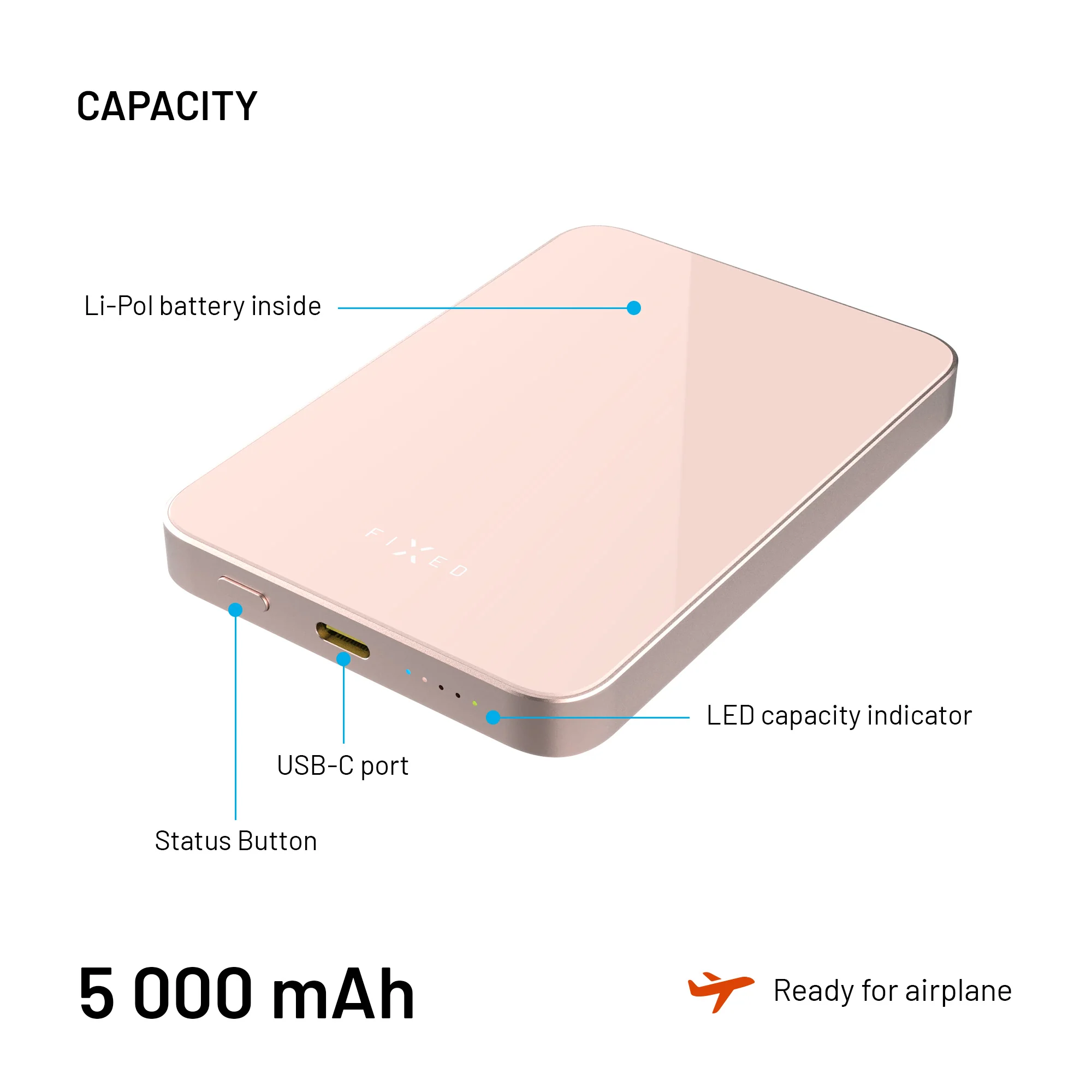 Fixed MagZen 5 Crystal Slim Magnetic PowerBank PD 20W 5000mAh Pink POWERBANK MAGSAFE Fixed Fixed MagZen 5 Crystal Slim Magnetic PowerBank PD 20W 5000mAh Pink - Image 7