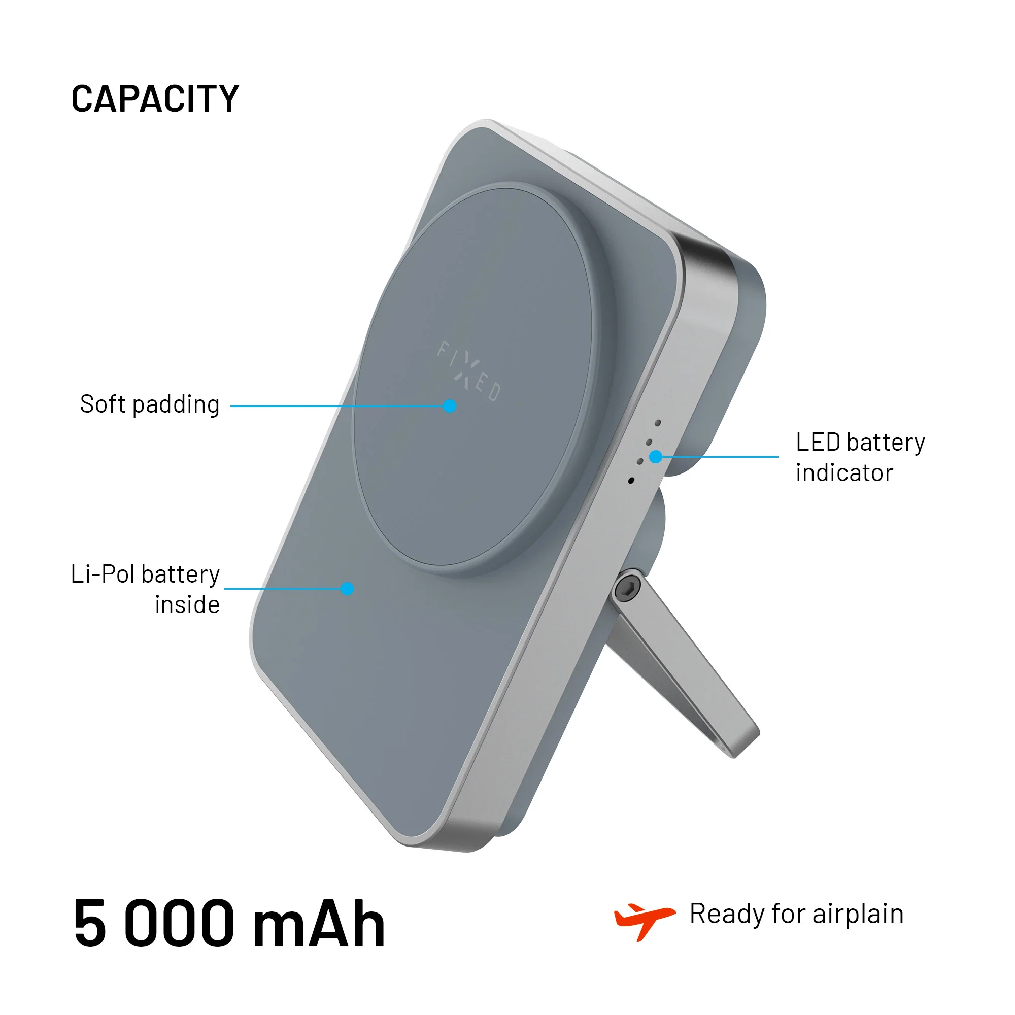 Fixed 3in1 MagZen 5 Stand PowerBank 5000mAh Grey APPLE WATCH Fixed Fixed 3in1 MagZen 5 Stand PowerBank 5000mAh Grey - Image 5