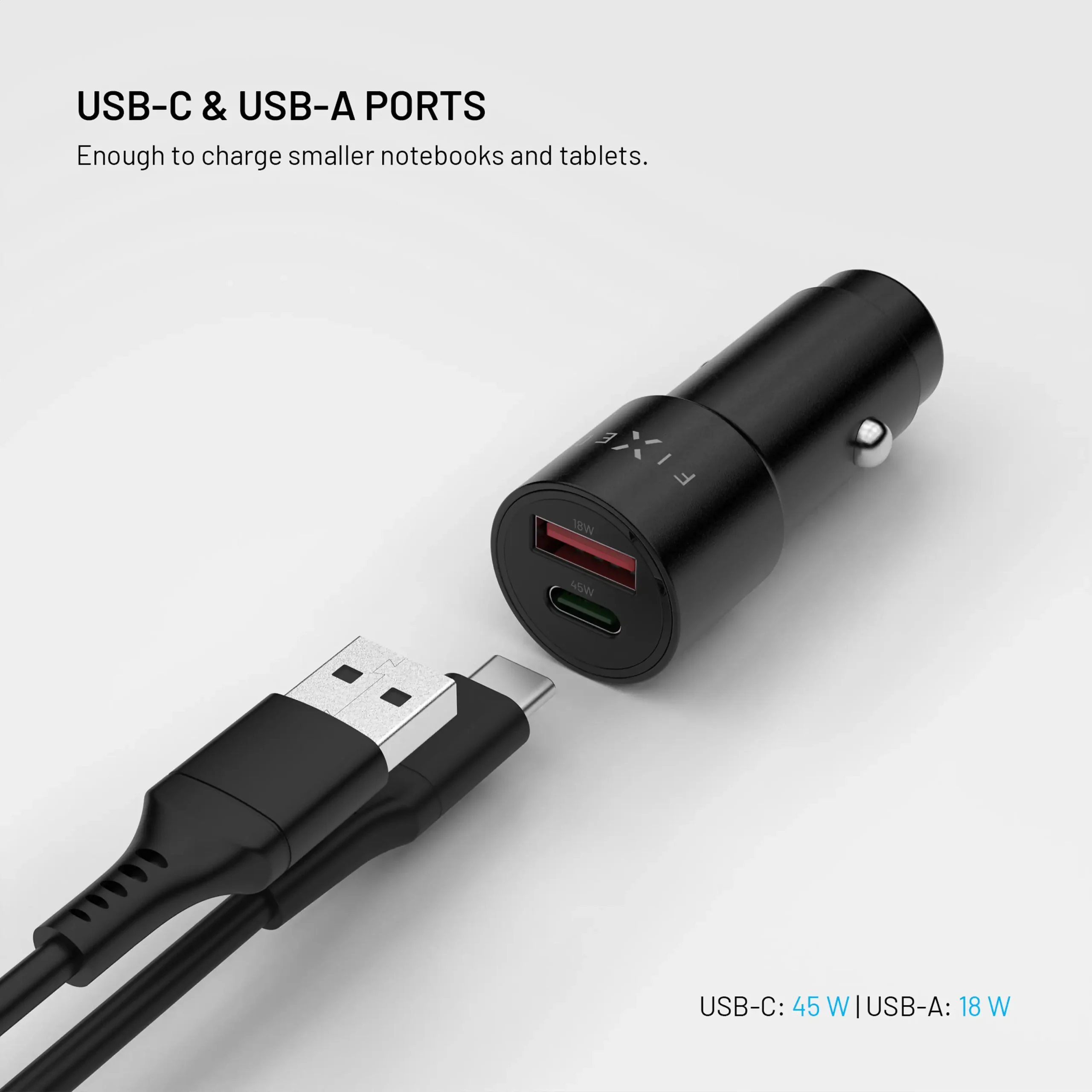 Fixed Double Car Charger 1xUSB QC 1xUSB-C 63W Black ΑΞΕΣΟΥΑΡ Fixed Fixed Double Car Charger 1xUSB QC 1xUSB-C 63W Black - Image 4
