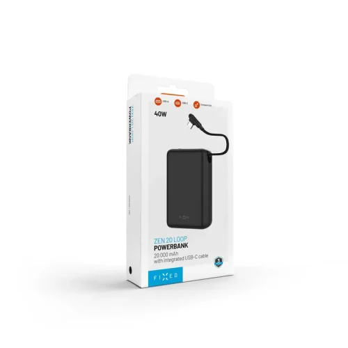 Alternative view of Fixed Zen 20 Loop Built-in Cable Mini Power Bank 20000mAh 40W Black