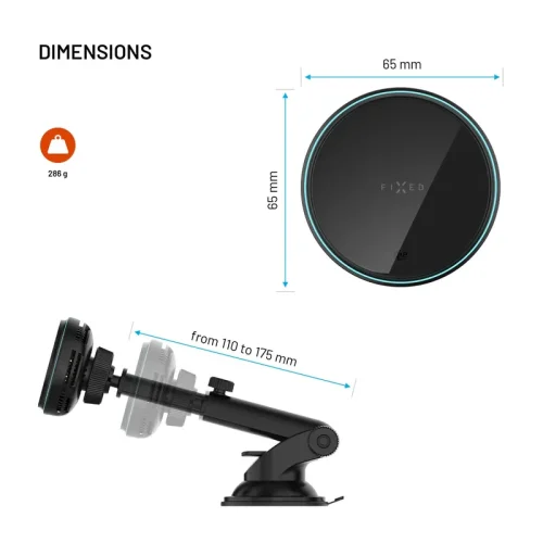 Alternative view of Fixed MagCool2 XL Qi2.2 Dashboard Car Charger with Active Cooling Black