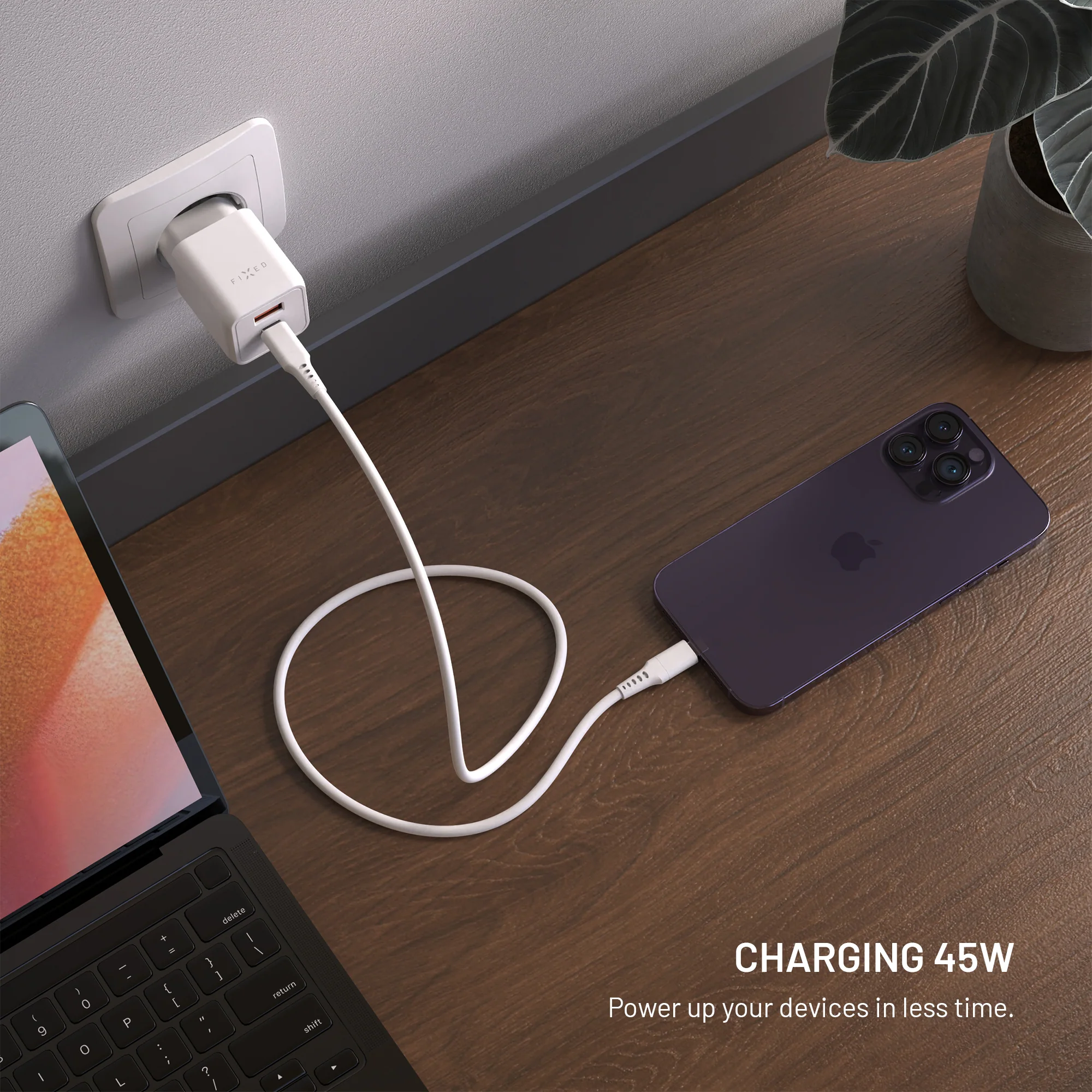 Fixed 45W Mini GaN Fast Wall Charger 1xUSB 1xUSB-C White ΑΞΕΣΟΥΑΡ Fixed Fixed 45W Mini GaN Fast Wall Charger 1xUSB 1xUSB-C White - Image 7