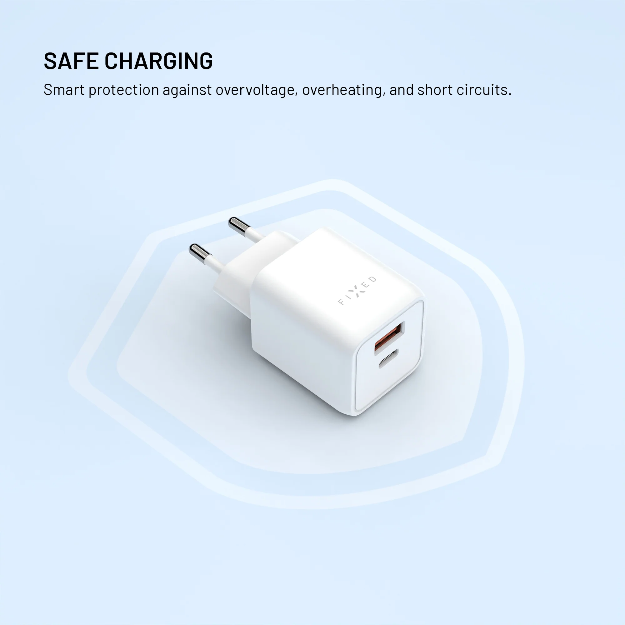 Fixed 45W Mini GaN Fast Wall Charger 1xUSB 1xUSB-C White ΑΞΕΣΟΥΑΡ Fixed Fixed 45W Mini GaN Fast Wall Charger 1xUSB 1xUSB-C White - Image 4