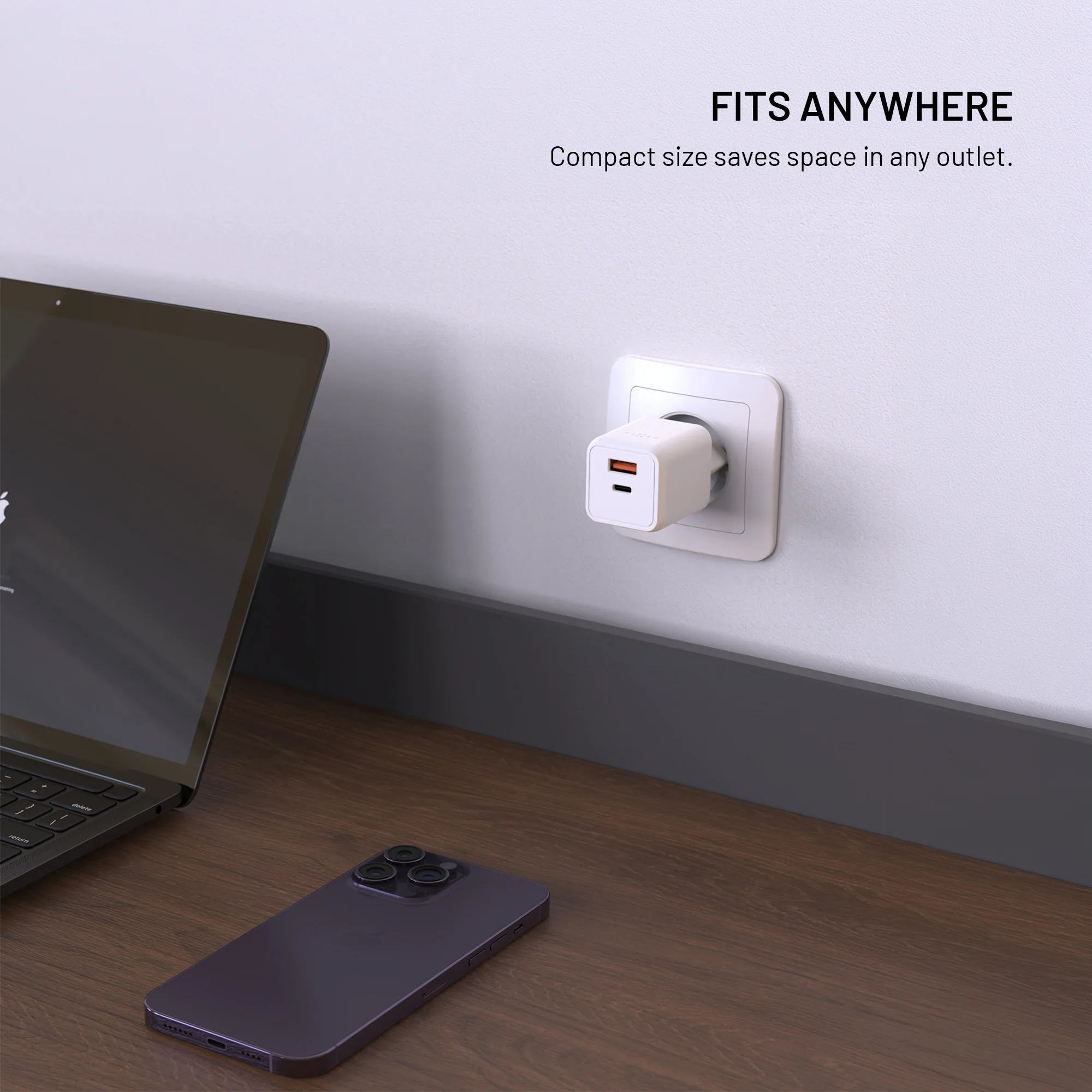 Fixed 45W Mini GaN Fast Wall Charger 1xUSB 1xUSB-C White ΑΞΕΣΟΥΑΡ Fixed Fixed 45W Mini GaN Fast Wall Charger 1xUSB 1xUSB-C White - Image 3