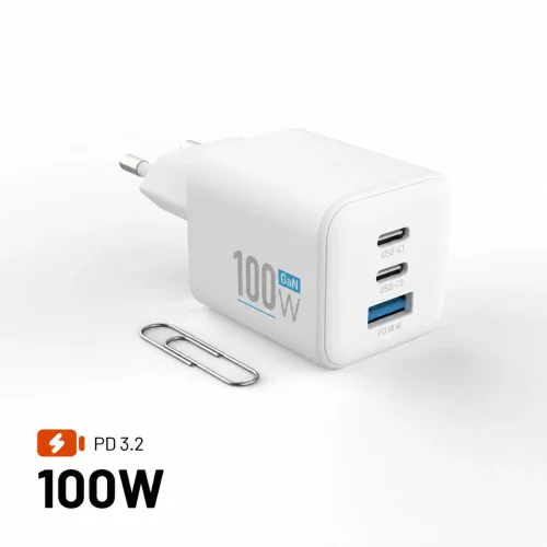 Fixed 100W Mini GaN Fast Wall Charger 1xUSB 2xUSB-C White ΑΞΕΣΟΥΑΡ Fixed Fixed 100W Mini GaN Fast Wall Charger 1xUSB 2xUSB-C White