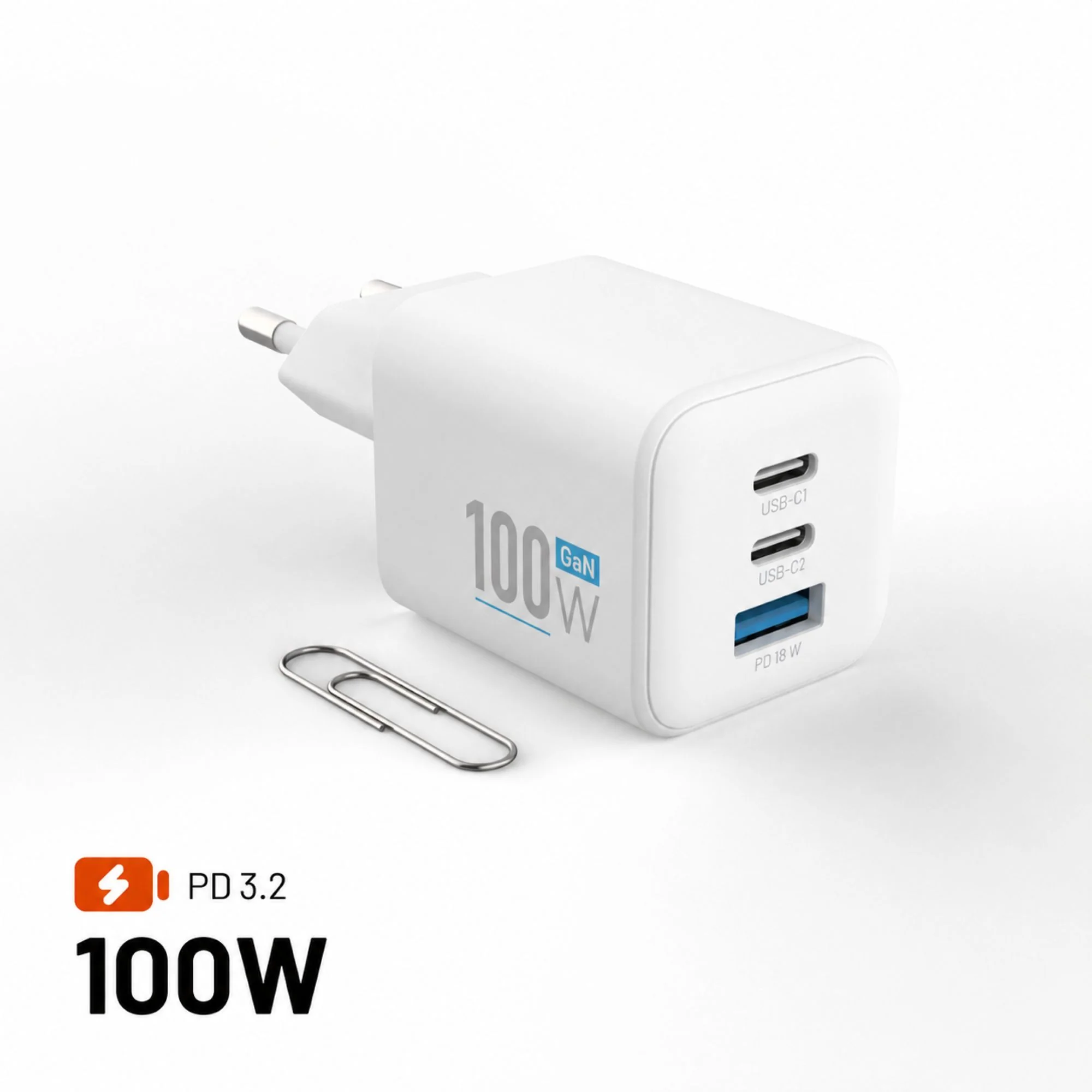 Fixed 100W Mini GaN Fast Wall Charger 1xUSB 2xUSB-C White ΑΞΕΣΟΥΑΡ Fixed Fixed 100W Mini GaN Fast Wall Charger 1xUSB 2xUSB-C White