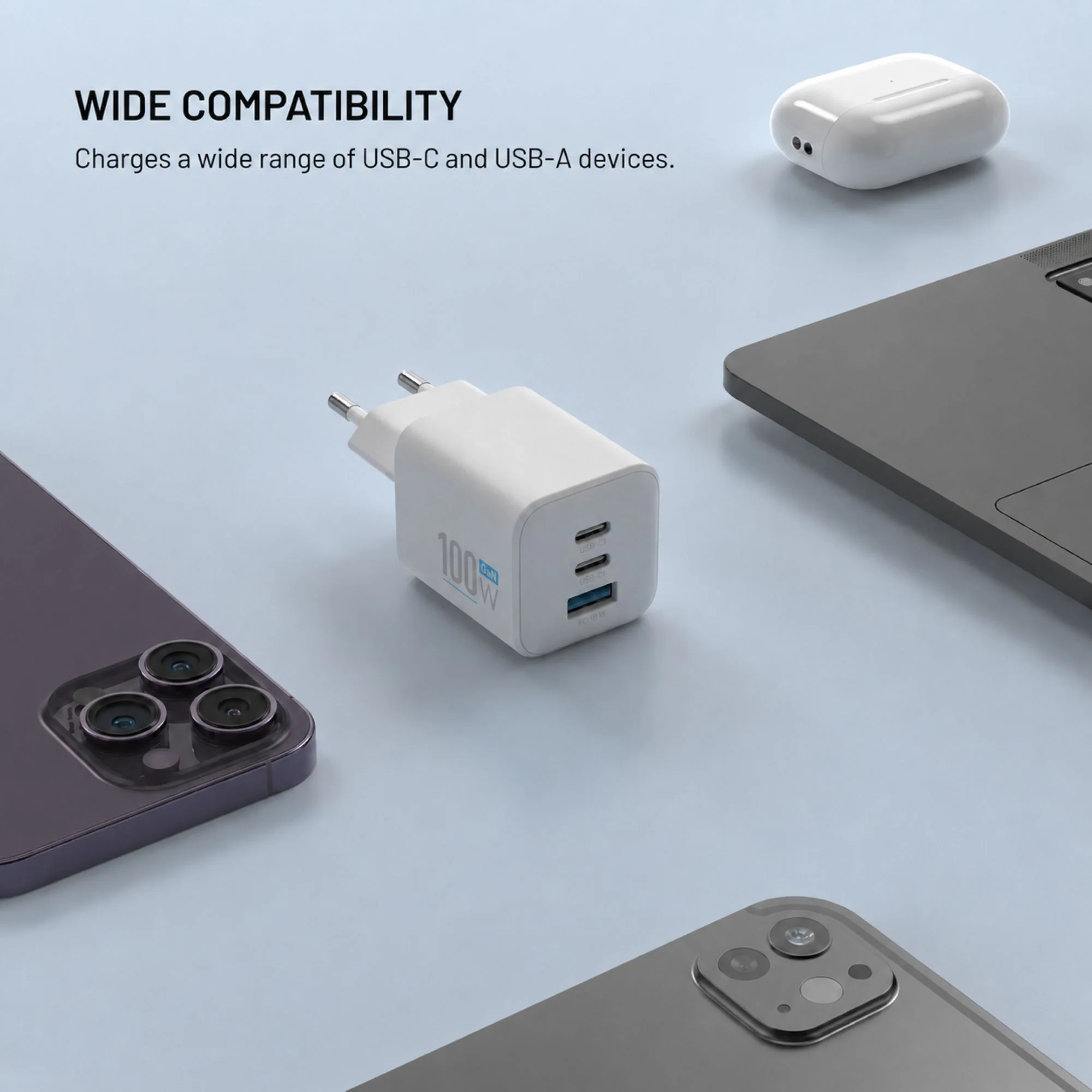Fixed 100W Mini GaN Fast Wall Charger 1xUSB 2xUSB-C White ΑΞΕΣΟΥΑΡ Fixed Fixed 100W Mini GaN Fast Wall Charger 1xUSB 2xUSB-C White - Image 8