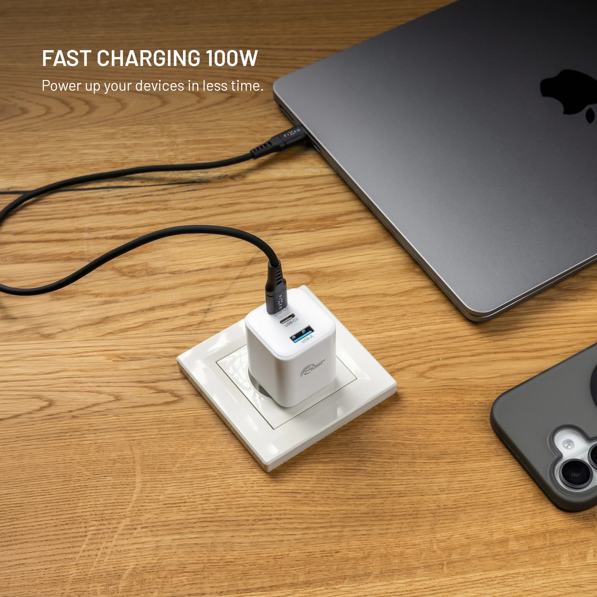 Fixed 100W Mini GaN Fast Wall Charger 1xUSB 2xUSB-C White ΑΞΕΣΟΥΑΡ Fixed Fixed 100W Mini GaN Fast Wall Charger 1xUSB 2xUSB-C White - Image 7