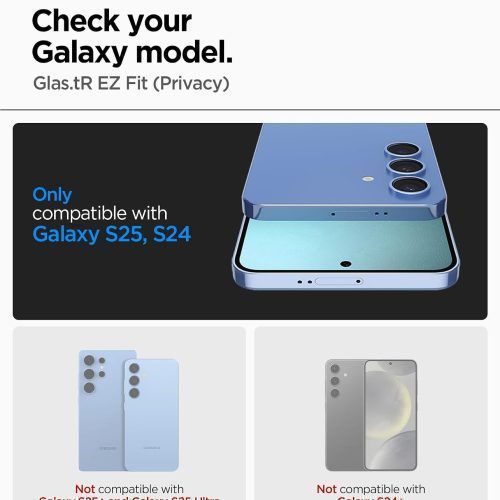 Alternative view of (2-Pack) Spigen EZ Fit GLAS.tR HD Privacy Tempered Glass Samsung Galaxy S25/S24