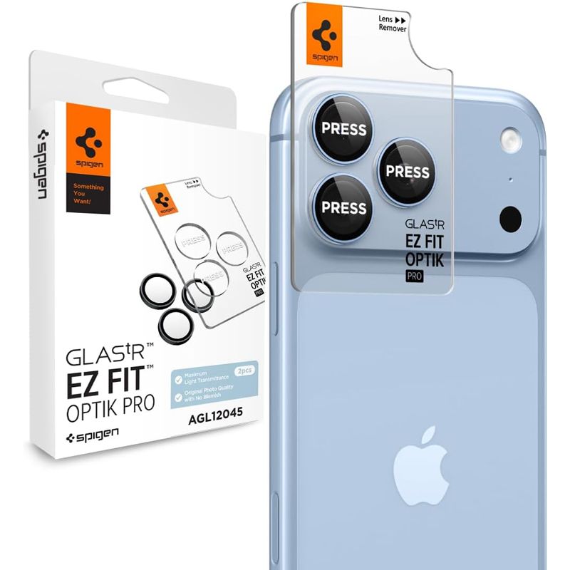 (2-Pack) Spigen Glass tR EZ Fit Optik Pro Camera Lens Protector Light Blue iPhone 18 Pro Max/18 Pro Προστασία Οθόνης iPhone Spigen (2-Pack) Spigen Glass tR EZ Fit Optik Pro Camera Lens Protector Light Blue iPhone 18 Pro Max/18 Pro