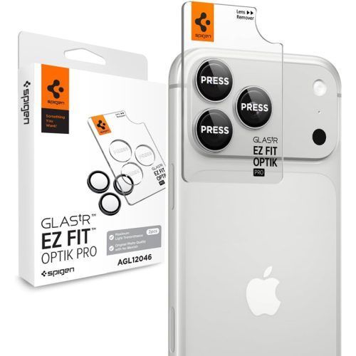 (2-Pack) Spigen Glass tR EZ Fit Optik Pro Camera Lens Protector Silver iPhone 18 Pro Max/18 Pro