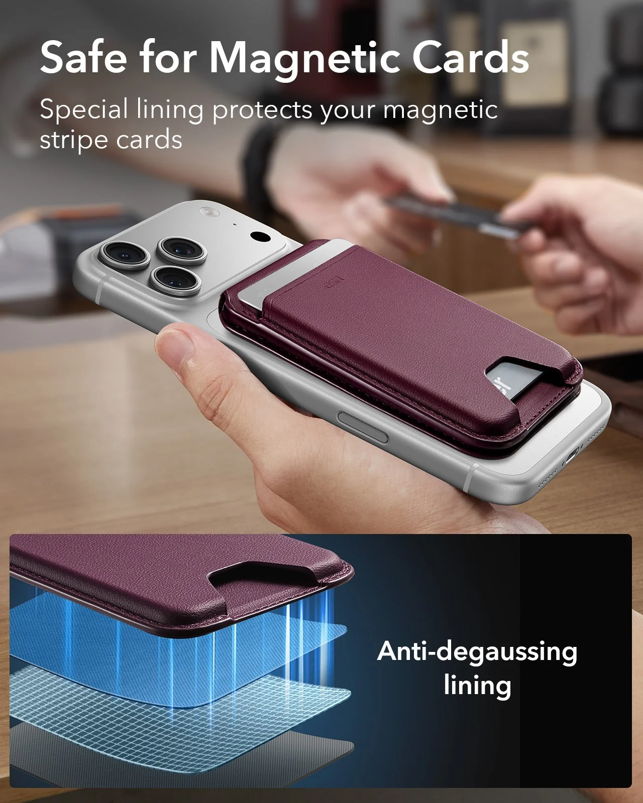 ESR Classic MagSafe Magnetic Wallet Stand Burgundy MAGSAFE GADGETS ESR ESR Classic MagSafe Magnetic Wallet Stand Burgundy - Image 7
