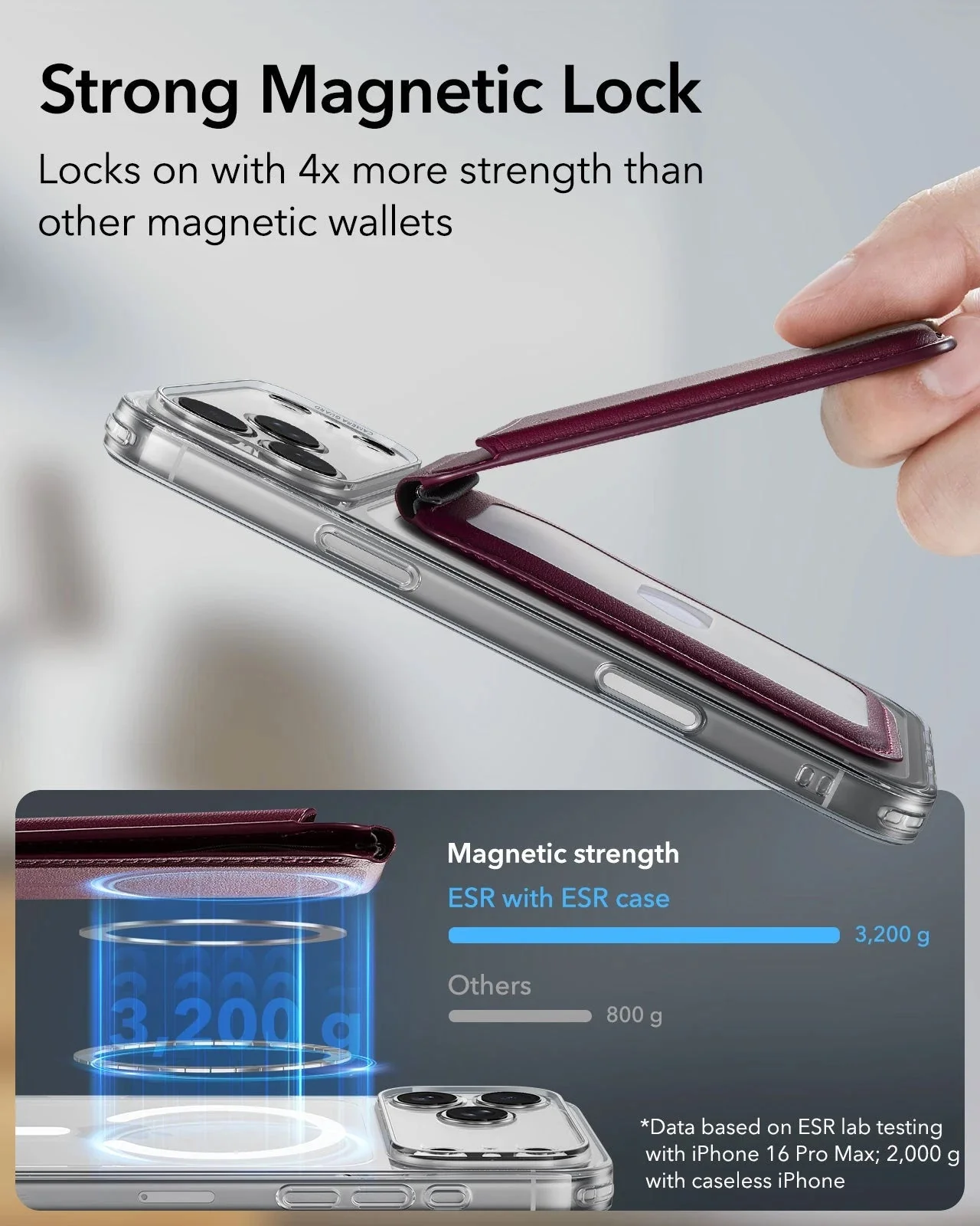 ESR Classic MagSafe Magnetic Wallet Stand Burgundy MAGSAFE GADGETS ESR ESR Classic MagSafe Magnetic Wallet Stand Burgundy - Image 3