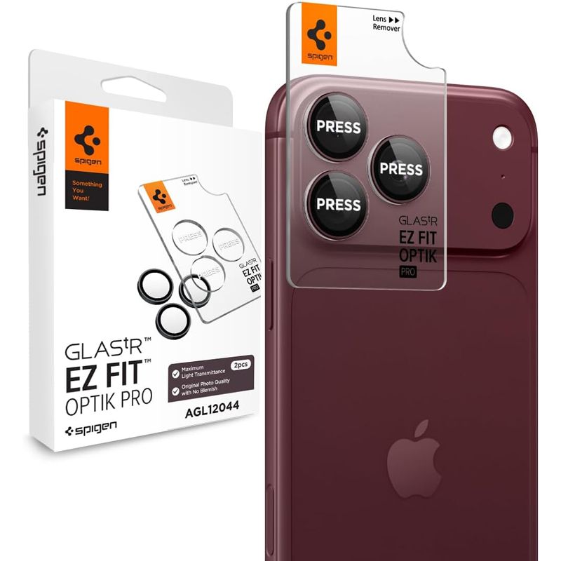 (2-Pack) Spigen Glass tR EZ Fit Optik Pro Camera Lens Protector Burgundy iPhone 18 Pro Max/18 Pro Προστασία Οθόνης iPhone Spigen (2-Pack) Spigen Glass tR EZ Fit Optik Pro Camera Lens Protector Burgundy iPhone 18 Pro Max/18 Pro