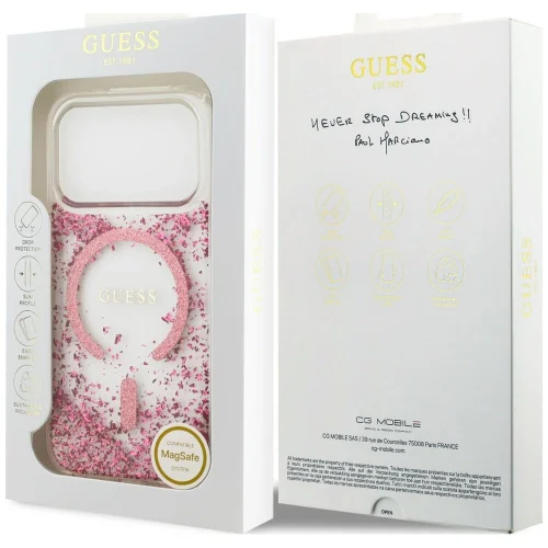 Alternative view of Θήκη Guess Resin Bottom Glitter Magsafe Clear Pink iPhone 18 Pro Max/17 Pro Max