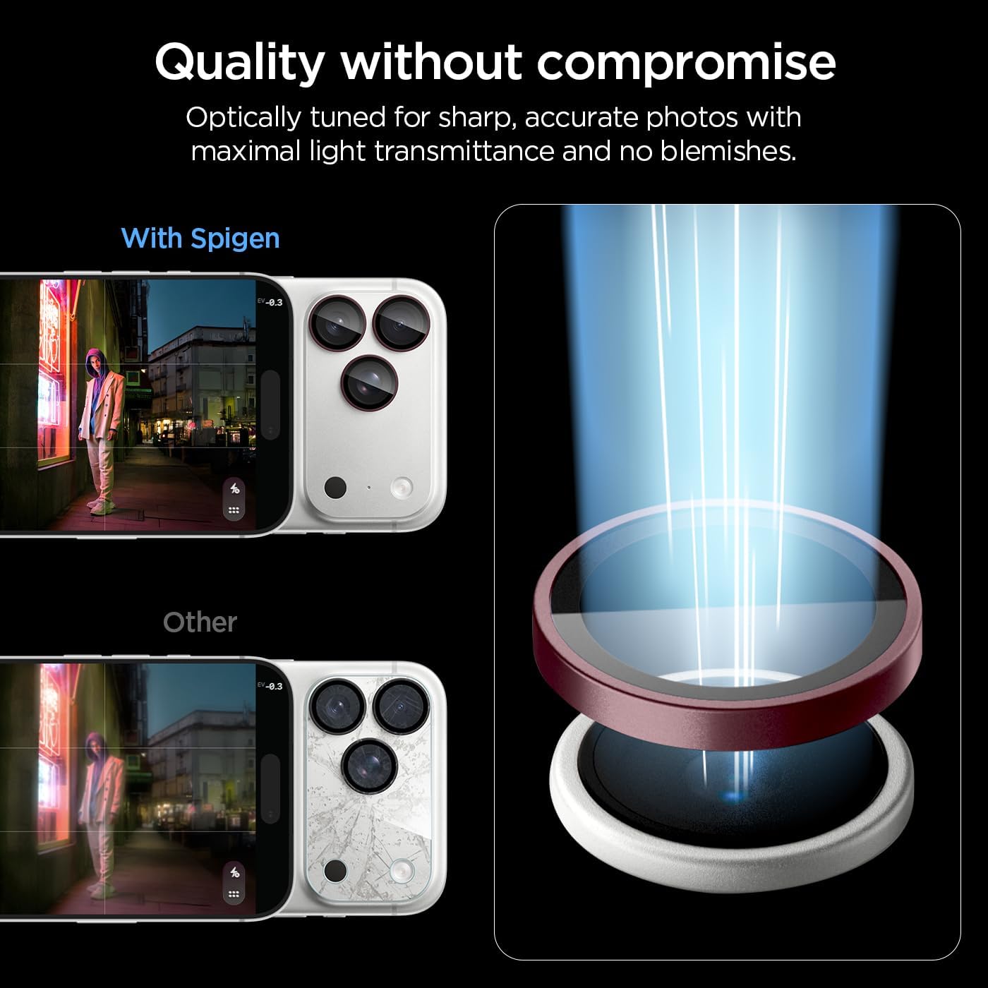 (2-Pack) Spigen Glass tR EZ Fit Optik Pro Camera Lens Protector Burgundy iPhone 18 Pro Max/18 Pro Προστασία Οθόνης iPhone Spigen (2-Pack) Spigen Glass tR EZ Fit Optik Pro Camera Lens Protector Burgundy iPhone 18 Pro Max/18 Pro - Image 3